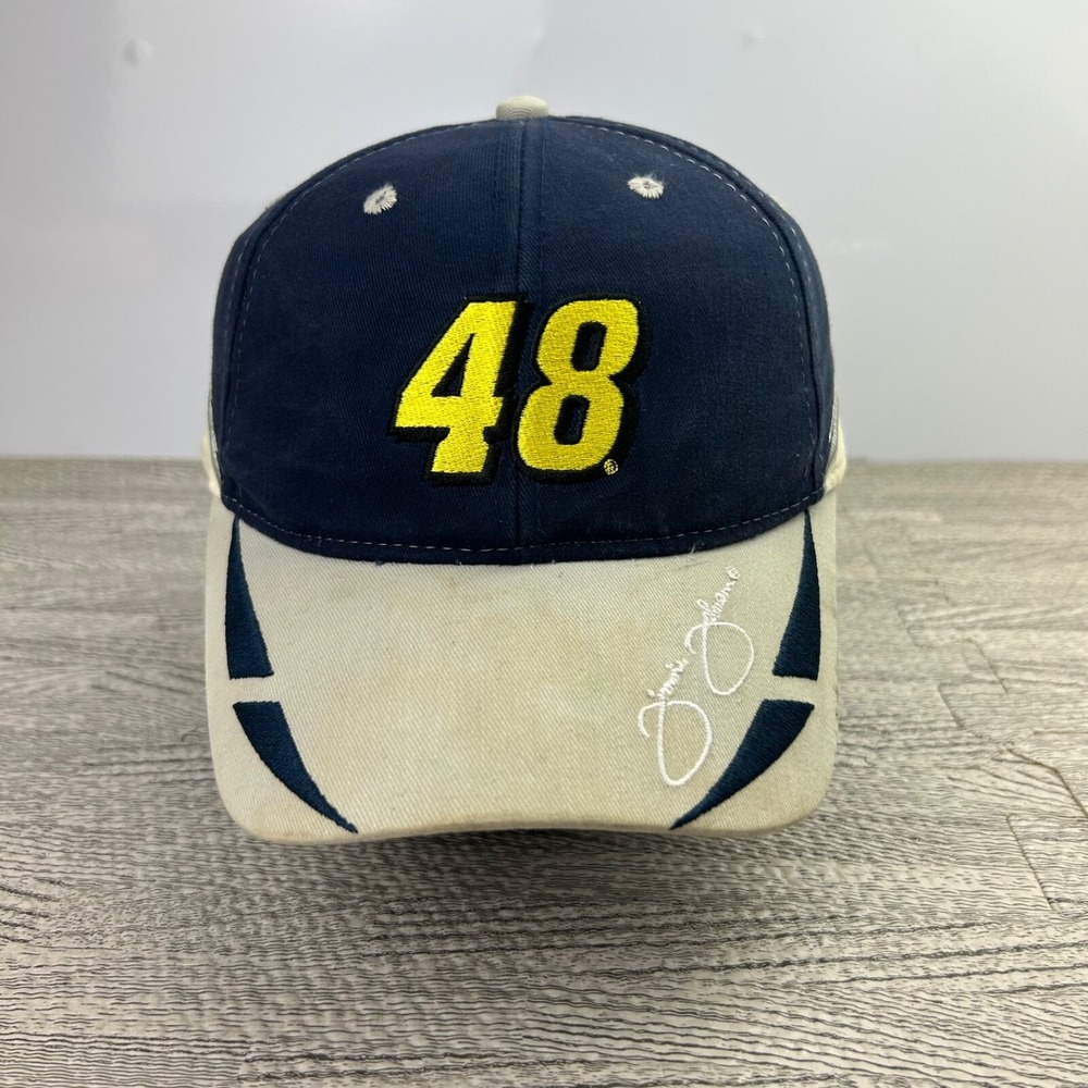 Vintage Jimmie Johnson Nascar Hat Cap Strap Back Adjustable Blue Racing 48 Adult